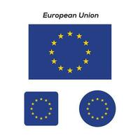 Set of vector European Union flag