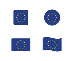 Set of vector European Union flag. European Union flag button. European flag icon