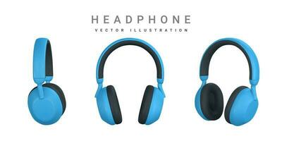 3d realistic colour headphone in plastic cartoon style. Vector illustration