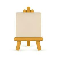 3d realistic easel with empty canvas. Easel with poster in cartoon style. Vector illustration