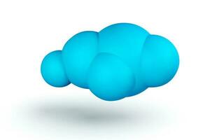 3D render realistic Cloud. Blue cloud with shadow isolated on white background. Vector illustration