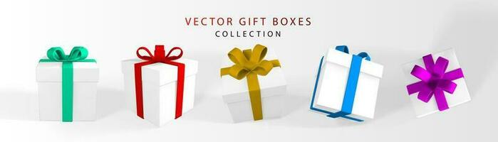 3D render and draw by mesh realistic gift box with bow. Paper box with shadow isolated on white background. Vector illustration