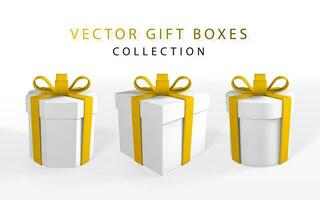 3D render and draw by mesh realistic gift box with bow. Paper box with shadow isolated on white background. Vector illustration