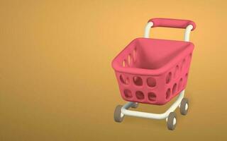 3d empty shopping carts on yellow background. Shopping concept. Vector illustration