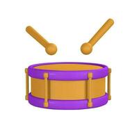 3d realistic drum for music concept design in plastic cartoon style. Vector illustration