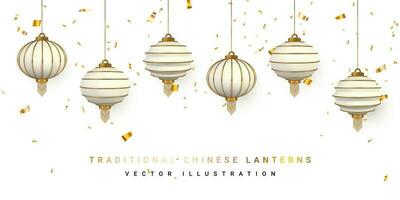 Happy Chinese New Year. Chinese festivals shine lanterns. Asian traditional elements. Vector illustration