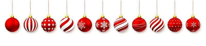 rojo brillante Brillantina brillante Navidad pelotas. Navidad vaso pelota. fiesta decoración modelo. vector ilustración