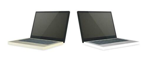 3d realistic laptop with blank screen on light background. Vector illustration