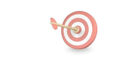 3D Cute cartoon dart arrow hit the center of target. Business finance target. goal of success. Vector illustration