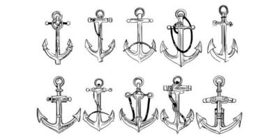 Ship anchor or boat anchor flat vector