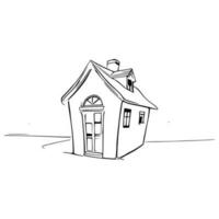 Simple line art House vector. vector