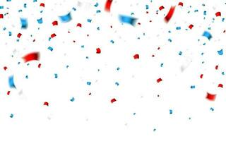 Celebration confetti in national colors of USA. Holiday confetti in US flag colors. 4th July independence day background vector