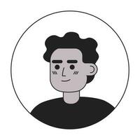 positivo joven hombre monocromo plano lineal personaje cabeza. editable dibujos animados avatar icono. africano pelo rastas. cara emoción. vistoso Mancha ilustración para web gráfico diseño, animación vector