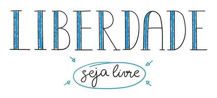 Colorful hand lettering Freedom word in Portuguese. Translation - Freedom. Be free. vector