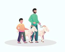 Sheep and boy Eid ul adha design vector