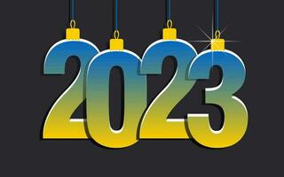 Happy New Year 2023. Horizontal banner with numbers. Blue-yellow gradient on a black background. Vector. vector