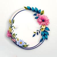 Cute watercolor frame flower wreath. photo