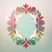 Cute watercolor frame flower wreath. photo