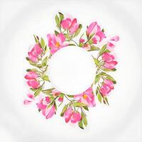 Cute watercolor frame flower wreath. photo