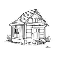 Black and white line art doghouse vector