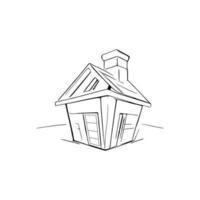 Simple line art House vector. vector