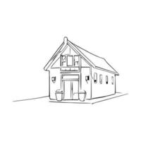 Simple line art House vector. vector