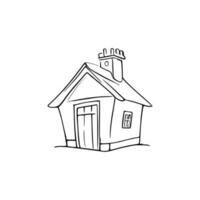 Simple line art House vector. vector