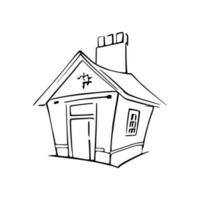 Simple line art House vector. vector