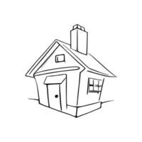 Simple line art House vector. vector