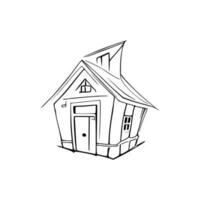 Simple line art House vector. vector