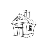 Simple line art House vector. vector