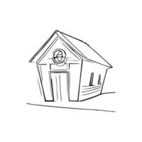 Simple line art House vector. vector