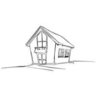 Simple line art House vector. vector