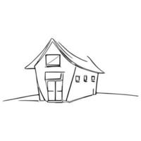 Simple line art House vector. vector