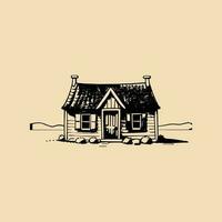 Vintage Line art House vector