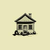 Vintage Line art House vector