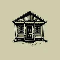 Vintage Line art House vector