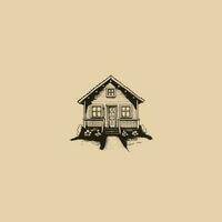 Vintage Line art House vector