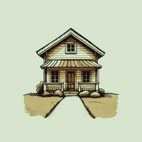 Vintage Line art House vector