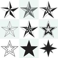 Star icons set. Unique color star sets. Twinkling stars. Sparkles, shining burst. Christmas vector symbols isolated. 3D trophy star icon.