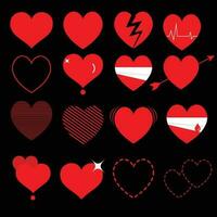 corazón vector. corazones plano iconos conjunto de rojo corazones iconos san valentin día. colección de corazón ilustraciones, amor símbolo íconos colocar. corazón vector dibujado por cepillo herramienta.