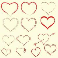 corazón vector. corazones plano iconos conjunto de rojo corazones iconos san valentin día. colección de corazón ilustraciones, amor símbolo íconos colocar. corazón vector dibujado por cepillo herramienta.