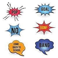 Set of speech bubbles. Set comics book balloon. Bubble speech phrase. Cartoon exclusive font label tag expression. Comic text sound effects. Cartoon balloon word design. vector