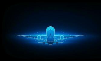 Abstract Light out plane is flying Travel by air transport  city open Light technology background Hitech communication concept innovation background vector design.