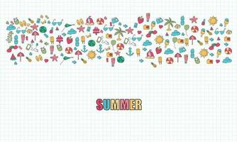 Summer beach hand drawn vector symbols and objects, drawing by hand vector