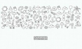 Summer beach hand drawn vector symbols and objects, drawing by hand vector