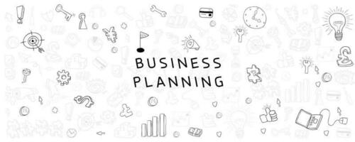 business planning doodles objects background., drawing by hand vector