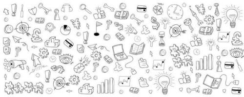 Business development doodles objects background, drawing by hand vector