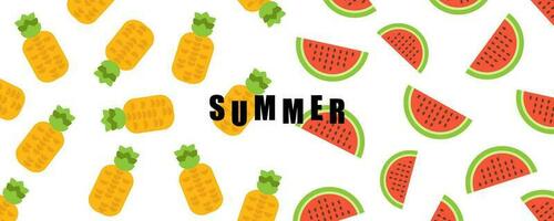Summer Vector illustrations of a cute fruit, and a pattern of watermelon mango banana pineapple background design