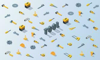 Mechanic tool isometric background vector design